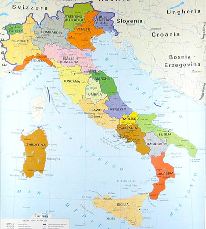 Cartina fisica dell'italia
