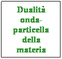 Casella di testo: Dualit onda-particella della materia
