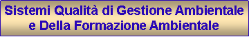 Casella di testo: Sistemi Qualit di Gestione Ambientale e Della Formazione Ambientale