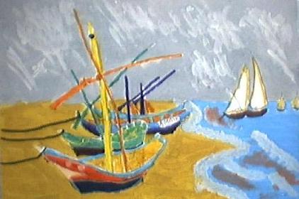 Riproduzione di 'Barche da pesca a Les Saintes Maries' di V.Van Gogh (1853-1890)'