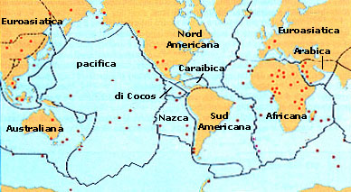 principali placche e punti caldi
