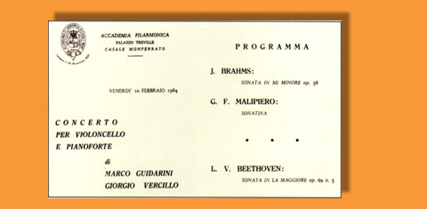 Concerto del 10 febbraio 1984 con musiche di Brahms, Malipiero, Beethoven