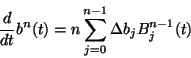 \begin{displaymath}
\frac{d}{dt}b^n(t)=n\sum_{j=0}^{n-1}\Delta b_jB_j^{n-1}(t)
\end{displaymath}