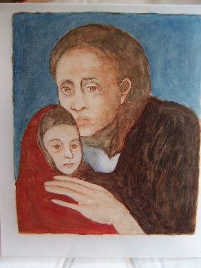 Maternit di Picasso
dipinto su vetro
cm20x15
