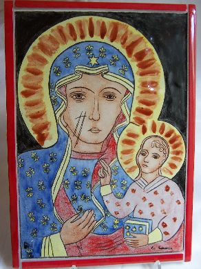 Madonna polacca di Jasnagura
vetro dipinto in fusione
cm25x20
