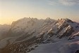 Un'alba su Monte Rosa, Lyskamm e Breithorn, ripresa durante la salita al Cervino.