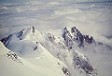 La vista dal colle Major abbraccia Mont Maudit, Mont Blanc du Tacul e Aiguille du Diable.