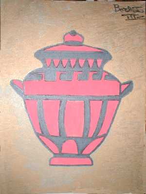 Rielaborazione di vaso greco rosso con decorazioni nere