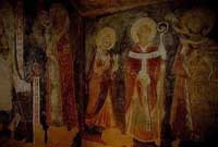Particolare dell'affresco della scuola di Giotto, sul Castello Aragonese