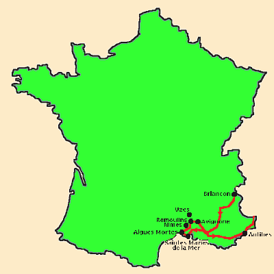 Mappa della Francia con il nostro itinerario