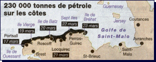 Mappa del disastro ecologico prodotto dalla petroliera Amoco Cadiz (immagine non mia!)
