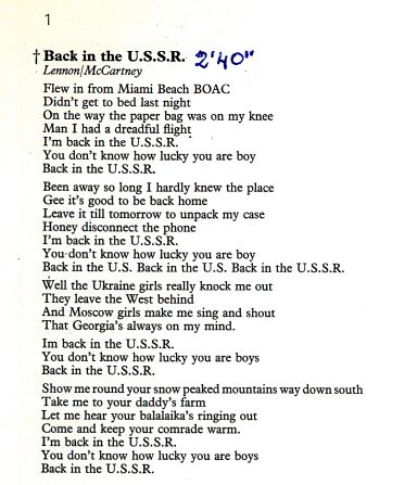 Back in the U.S.S.R. lyrics
