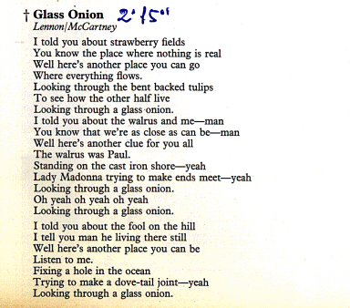 Glass Onion lyrics