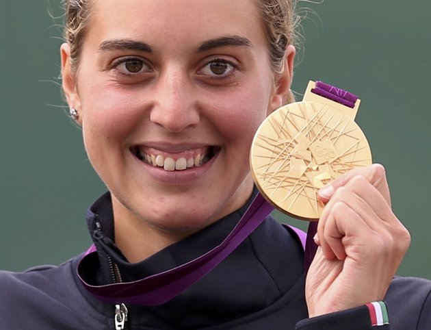 Jessica Rossi con la Medaglia d´Oro alle Olimpiadi di Londra 2012