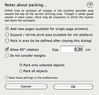 The new packing dialog