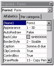 impostazione dalla finestra delle propriet