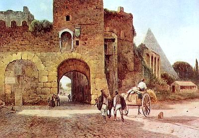 Porta S. Paolo nell'800:dipinto di  Roesler