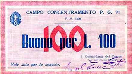 moneta per i campi di prigionia in Italia