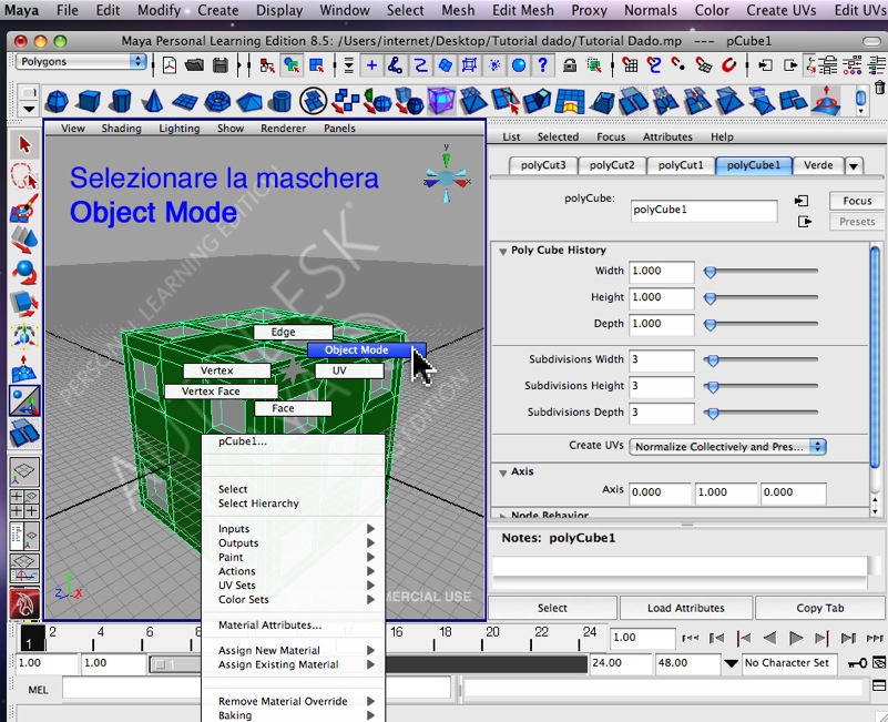 18 - Selezionare Object Mode