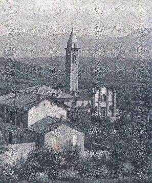 la Chiesa Parrocchiale S. Lorenzo di Villa Roman in una cartolina del 1929