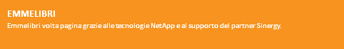 EMMELIBRI
Emmelibri volta pagina grazie alle tecnologie NetApp e al supporto del partner Sinergy. 