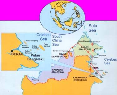 Mappa del Nord Borneo e zone limitrofe