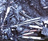 Antimonite in cristalli lunghi 25 mm. Fosso del Caldano (Allumiere)