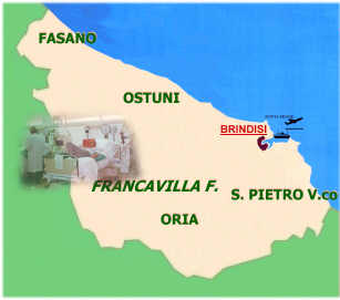 Mappa dei centri dialisi in provincia di Brindisi