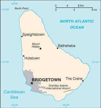 [Country map of Barbados]