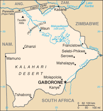 [Country map of Botswana]