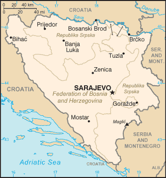 [Country map of Bosnia and Herzegovina]