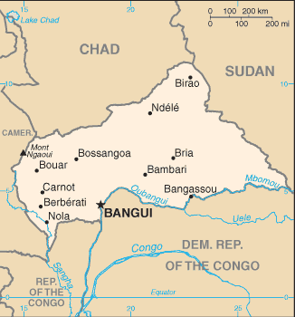 [Country map of Central African Republic]