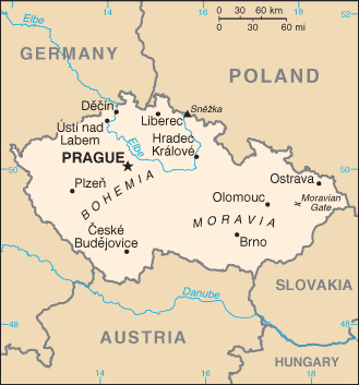 [Country map of Czech Republic]