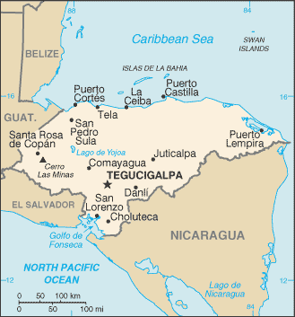 [Country map of Honduras]