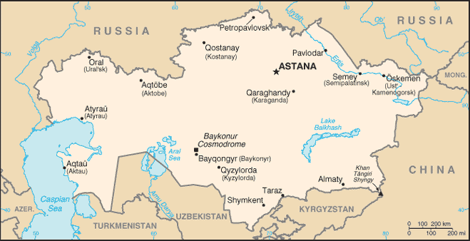 [Country map of Kazakhstan]