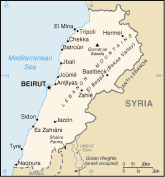 [Country map of Lebanon]