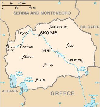Map of Macedonia, The Former Yugoslav Republic of