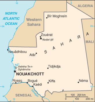 [Country map of Mauritania]