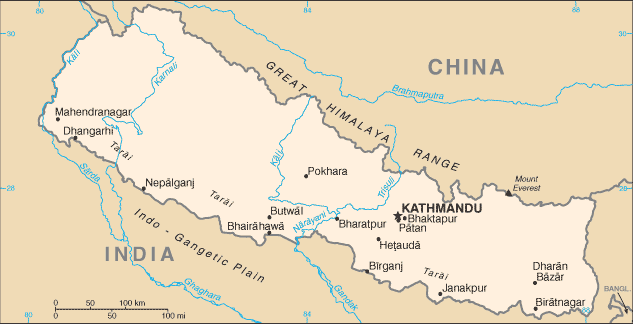[Country map of Nepal]