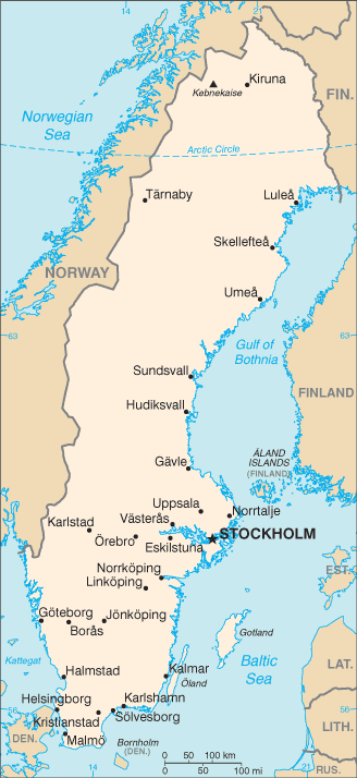 [Country map of Sweden]