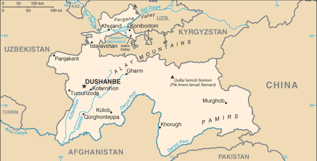 [Country map of Tajikistan]