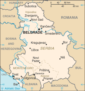 [Country map of Serbia and Montenegro]