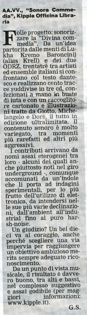 ODRZ15  Review  Il Tirreno  April 19, 2009