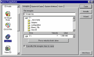 1. Per testare quanti Megabite/secondo supporta il vostro Hard Disk, cliccate su "Prova velocit di tutti i drive". Se avete un secondo hard disk o una seconda partizione, usate quella per memorizzare il file immagine.