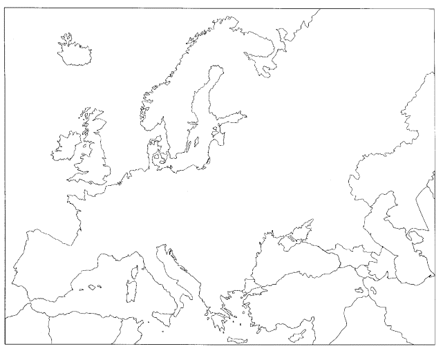 cartina muta europa senza confini. 