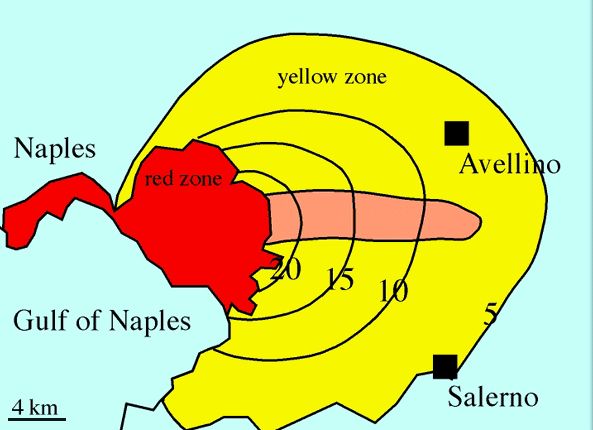 Grafico del rischio vulcanico in Campania