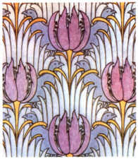Charles Voysey, Carta da parati con tulipani e uccelli, 1896