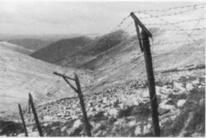 Resti della recinzione in filo spinato al campo di lavoro di Ist'Omcug, Kolyma, 1995.