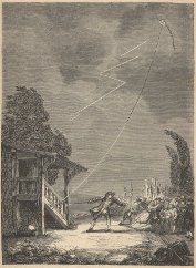 Esperimento del cervo volante elettrico fatto dal Romas il 7 giugno 1753 nei viali della citt di Nrac