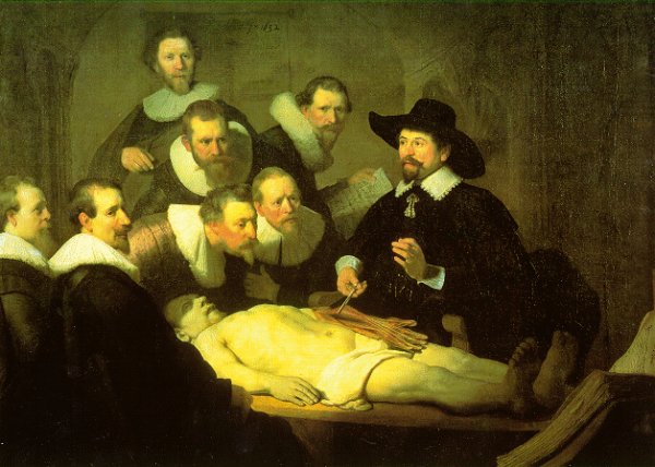 Rembrandt, "Lezioni di Anatomia del Dottor Tulp", 1632.